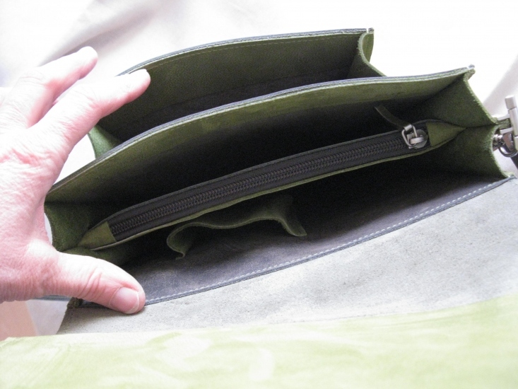 tas groen/grijs leder